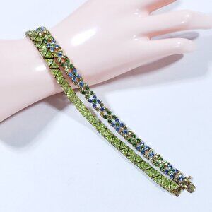 2 Bracelets in Shades of Green & Blue